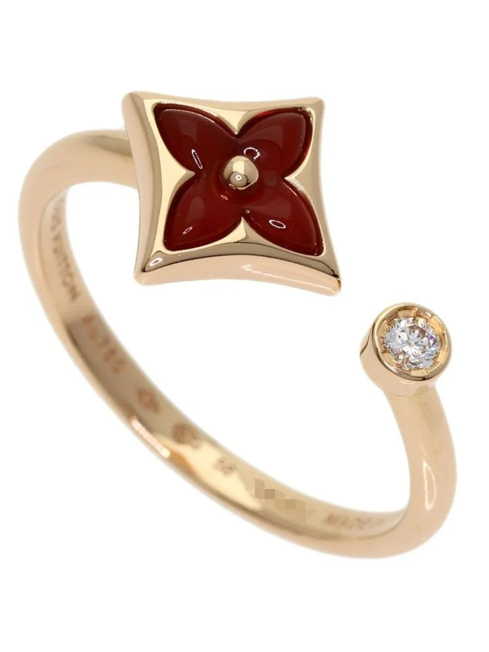 Louis Vuitton Star Blossom Mini Carnelian Diamond 56 Ring 18k Pink Gold